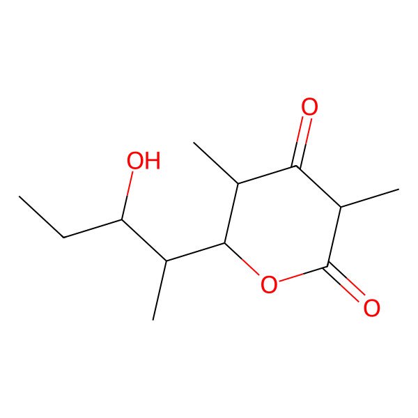 2D Structure of (3R,5R)-6-[(2S,3R)-3-hydroxypentan-2-yl]-3,5-dimethyloxane-2,4-dione