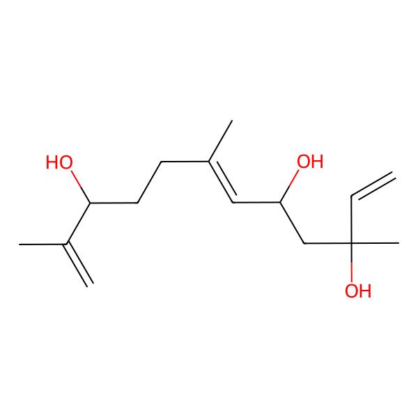 2D Structure of (3R,5R,6E,10R)-3,7,11-trimethyldodeca-1,6,11-triene-3,5,10-triol 2D Structure of (3R,5R,6E,10R)-3,7,11-trimethyldodeca-1,6,11-triene-3,5,10-triol