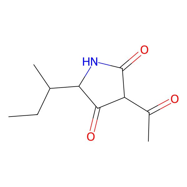 2D Structure of (3R,5S)-3-acetyl-5-[(2S)-butan-2-yl]pyrrolidine-2,4-dione