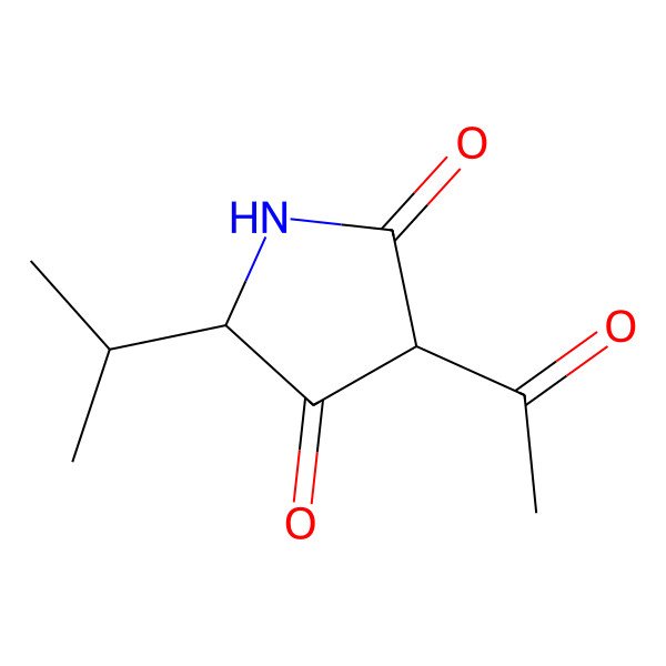 2D Structure of (3R,5S)-3-acetyl-5-propan-2-ylpyrrolidine-2,4-dione