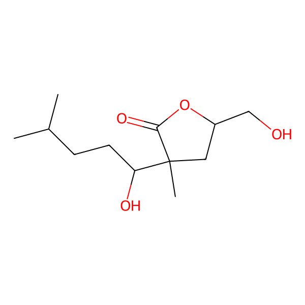 2D Structure of (3R,5S)-5-(hydroxymethyl)-3-[(1R)-1-hydroxy-4-methylpentyl]-3-methyloxolan-2-one