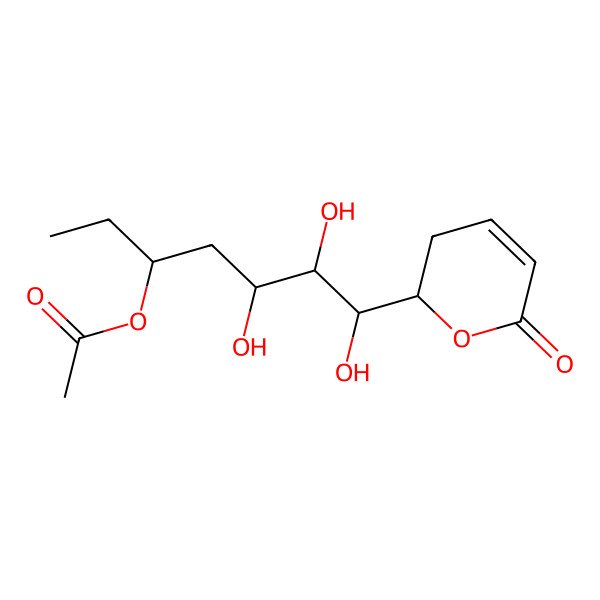 2D Structure of [(3R,5S,6R,7S)-5,6,7-trihydroxy-7-[(2R)-6-oxo-2,3-dihydropyran-2-yl]heptan-3-yl] acetate