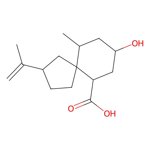 2D Structure of (3R,5S,6R,8S,10S)-8-hydroxy-6-methyl-3-prop-1-en-2-ylspiro[4.5]decane-10-carboxylic acid