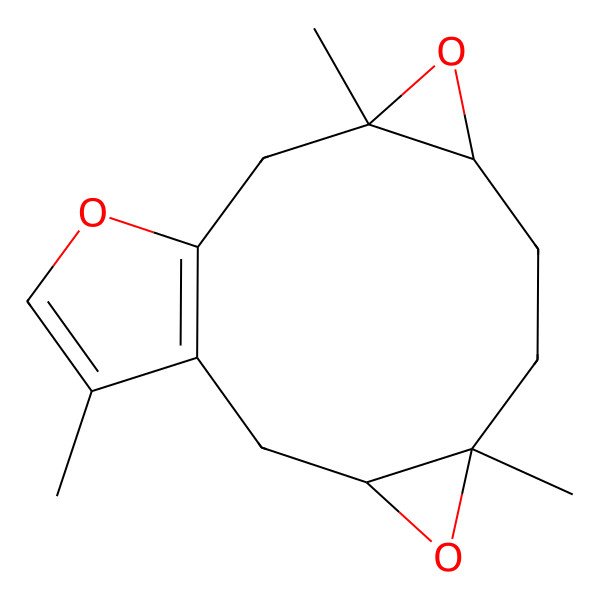 2D Structure of (3R,5S,8S,10R)-5,10,15-trimethyl-4,9,13-trioxatetracyclo[10.3.0.03,5.08,10]pentadeca-1(12),14-diene