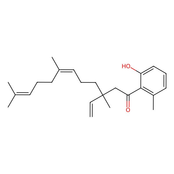 2D Structure of (3R,6E)-3-ethenyl-1-(2-hydroxy-6-methylphenyl)-3,7,11-trimethyldodeca-6,10-dien-1-one 2D Structure of (3R,6E)-3-ethenyl-1-(2-hydroxy-6-methylphenyl)-3,7,11-trimethyldodeca-6,10-dien-1-one