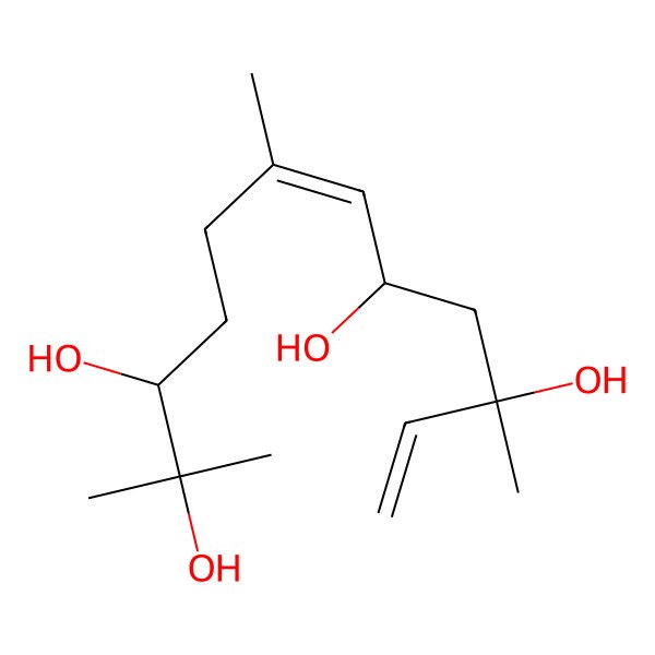 2D Structure of (3R,6E,8S,10S)-2,6,10-trimethyldodeca-6,11-diene-2,3,8,10-tetrol