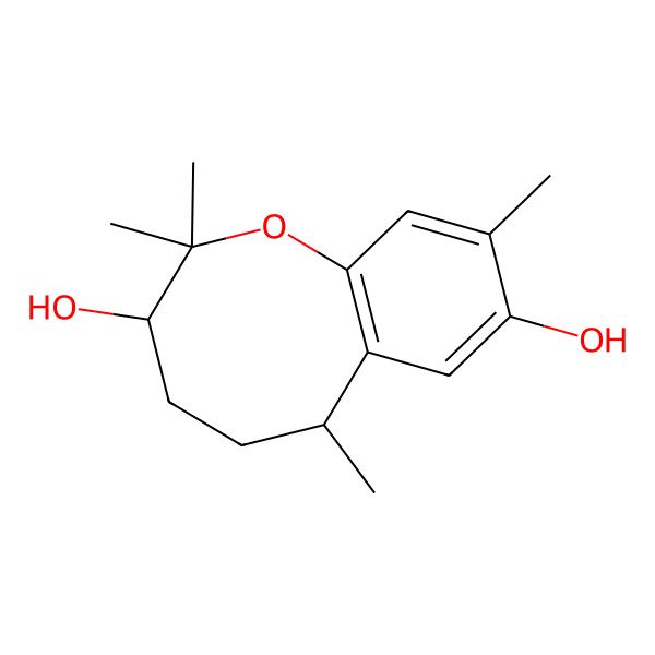 2D Structure of (3R,6S)-2,2,6,9-tetramethyl-3,4,5,6-tetrahydro-1-benzoxocine-3,8-diol 2D Structure of (3R,6S)-2,2,6,9-tetramethyl-3,4,5,6-tetrahydro-1-benzoxocine-3,8-diol