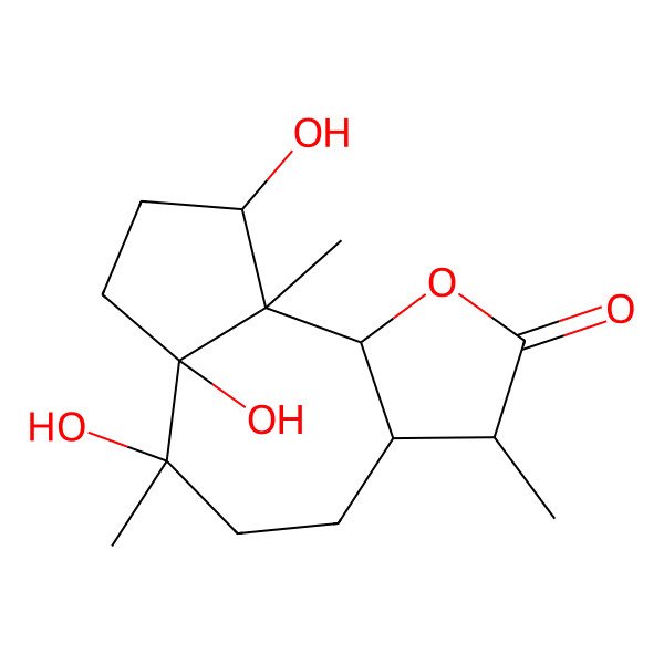 2D Structure of (3R,6S,6aR,9S,9aS)-6,6a,9-Trihydroxy-3,6,9a-trimethylperhydroazuleno[1,2-b]furan-2-one