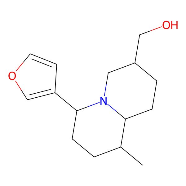 2D Structure of [(3R,6S,9R,9aS)-6-(furan-3-yl)-9-methyl-2,3,4,6,7,8,9,9a-octahydro-1H-quinolizin-3-yl]methanol