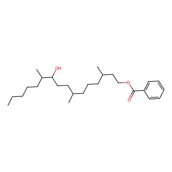 2D Structure of [(3R,7S,10R,11R)-10-hydroxy-3,7,11-trimethylhexadecyl] benzoate