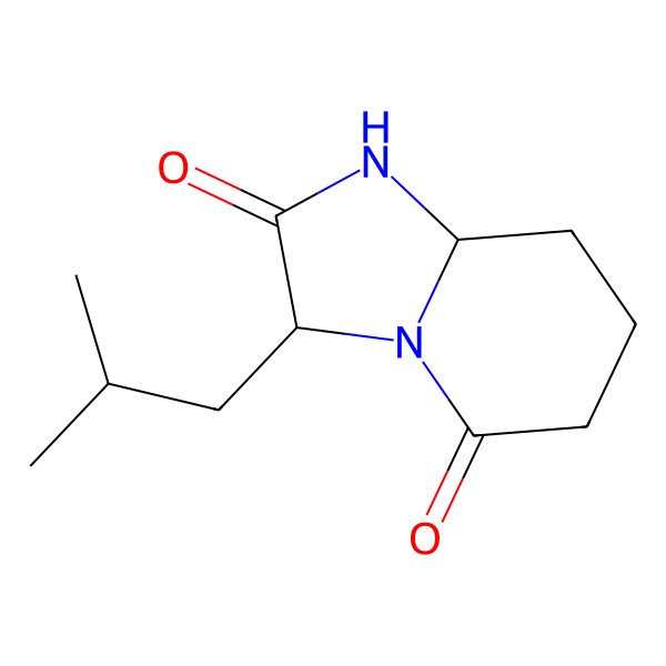 2D Structure of (3R,8aR)-3-(2-methylpropyl)-1,3,6,7,8,8a-hexahydroimidazo[1,2-a]pyridine-2,5-dione