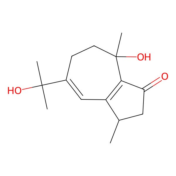 2D Structure of (3R,8S)-8-hydroxy-5-(2-hydroxypropan-2-yl)-3,8-dimethyl-2,3,6,7-tetrahydroazulen-1-one