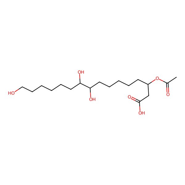 2D Structure of (3R,9S,10R)-3-acetyloxy-9,10,16-trihydroxyhexadecanoic acid