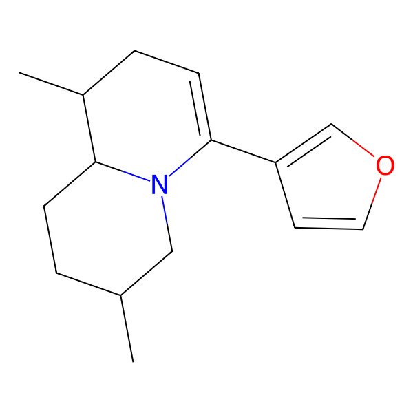 2D Structure of (3R,9S,9aR)-6-(furan-3-yl)-3,9-dimethyl-2,3,4,8,9,9a-hexahydro-1H-quinolizine