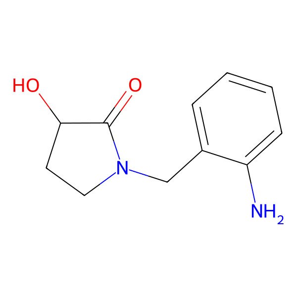 2D Structure of (3S)-1-[(2-aminophenyl)methyl]-3-hydroxypyrrolidin-2-one