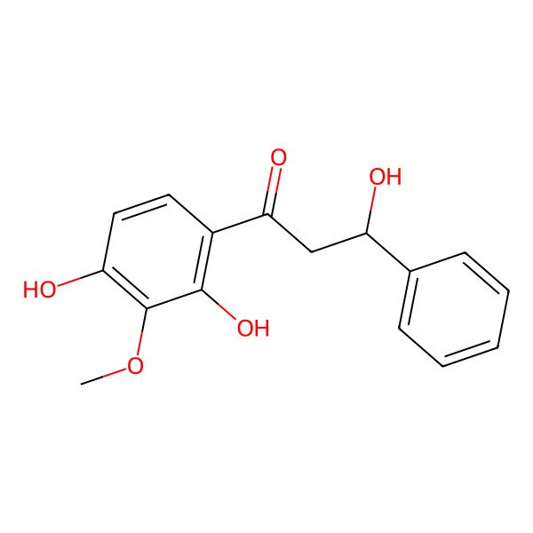2D Structure of (3S)-1-(2,4-dihydroxy-3-methoxyphenyl)-3-hydroxy-3-phenylpropan-1-one
