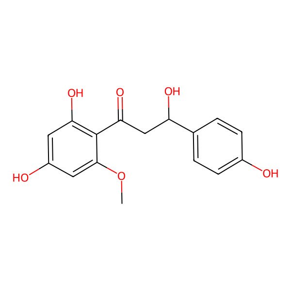 2D Structure of (3S)-1-(2,4-dihydroxy-6-methoxyphenyl)-3-hydroxy-3-(4-hydroxyphenyl)propan-1-one 2D Structure of (3S)-1-(2,4-dihydroxy-6-methoxyphenyl)-3-hydroxy-3-(4-hydroxyphenyl)propan-1-one