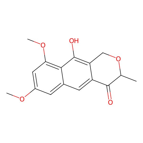 2D Structure of (3S)-10-hydroxy-7,9-dimethoxy-3-methyl-1H-benzo[g]isochromen-4-one