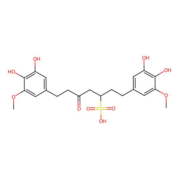 2D Structure of (3S)-1,7-bis(3,4-dihydroxy-5-methoxyphenyl)-5-oxoheptane-3-sulfonic acid