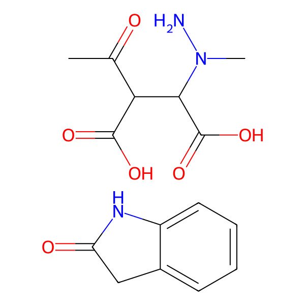 2D Structure of (3S)-2-acetyl-3-[amino(methyl)amino]butanedioic acid;1,3-dihydroindol-2-one