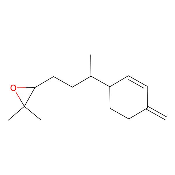 2D Structure of (3S)-2,2-dimethyl-3-[(3S)-3-[(1R)-4-methylidenecyclohex-2-en-1-yl]butyl]oxirane
