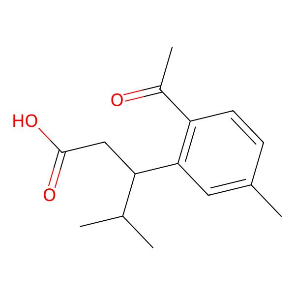 2D Structure of (3S)-3-(2-acetyl-5-methylphenyl)-4-methylpentanoic acid