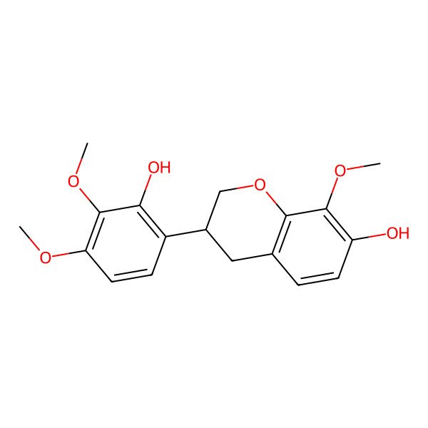 2D Structure of (3S)-3-(2-hydroxy-3,4-dimethoxyphenyl)-8-methoxy-3,4-dihydro-2H-chromen-7-ol 2D Structure of (3S)-3-(2-hydroxy-3,4-dimethoxyphenyl)-8-methoxy-3,4-dihydro-2H-chromen-7-ol