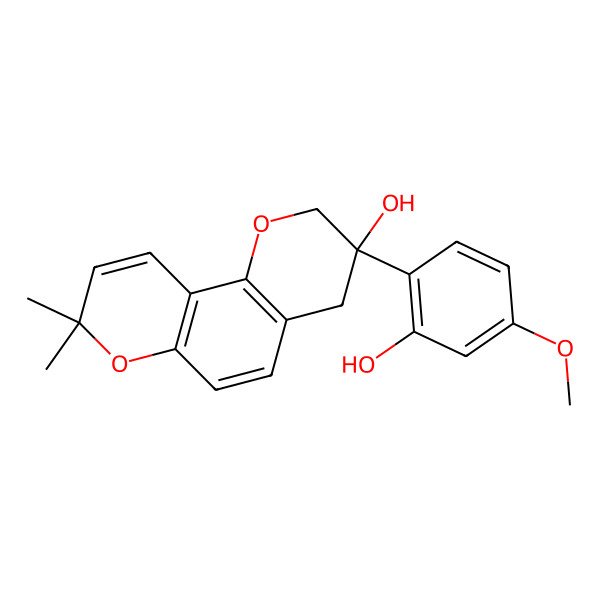 2D Structure of (3S)-3-(2-hydroxy-4-methoxyphenyl)-8,8-dimethyl-2,4-dihydropyrano[2,3-f]chromen-3-ol