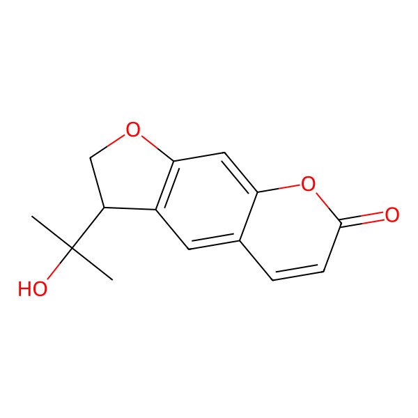 2D Structure of (3S)-3-(2-hydroxypropan-2-yl)-2,3-dihydrofuro[3,2-g]chromen-7-one