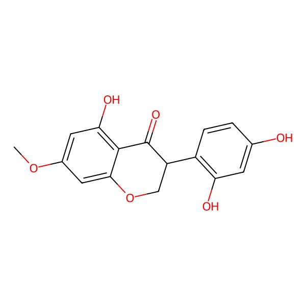 2D Structure of (3S)-3-(2,4-dihydroxyphenyl)-5-hydroxy-7-methoxy-2,3-dihydrochromen-4-one