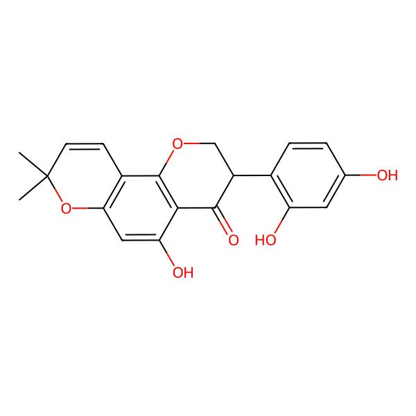 2D Structure of (3S)-3-(2,4-dihydroxyphenyl)-5-hydroxy-8,8-dimethyl-2,3-dihydropyrano[2,3-h]chromen-4-one