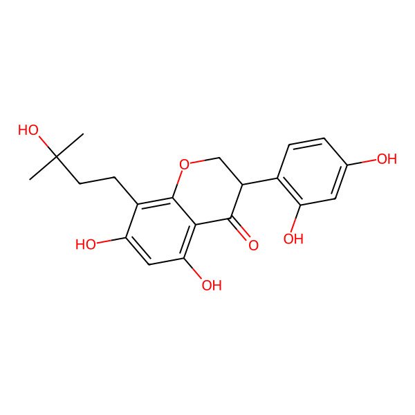 2D Structure of (3S)-3-(2,4-dihydroxyphenyl)-5,7-dihydroxy-8-(3-hydroxy-3-methylbutyl)-2,3-dihydrochromen-4-one
