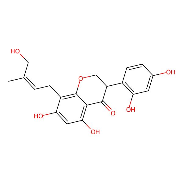 2D Structure of (3S)-3-(2,4-dihydroxyphenyl)-5,7-dihydroxy-8-(4-hydroxy-3-methylbut-2-enyl)-2,3-dihydrochromen-4-one
