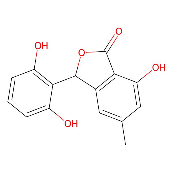 2D Structure of 3-(2,6-dihydroxyphenyl)-7-hydroxy-5-methyl-3H-2-benzouran-1-one
