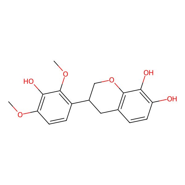 2D Structure of (3S)-3-(3-hydroxy-2,4-dimethoxyphenyl)-3,4-dihydro-2H-chromene-7,8-diol