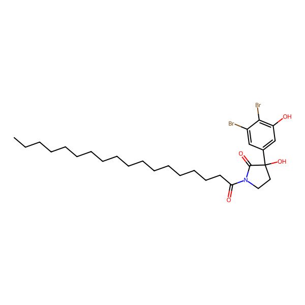 2D Structure of (3S)-3-(3,4-dibromo-5-hydroxyphenyl)-3-hydroxy-1-octadecanoylpyrrolidin-2-one