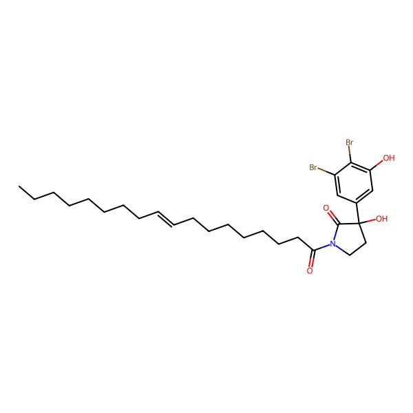 2D Structure of (3S)-3-(3,4-dibromo-5-hydroxyphenyl)-3-hydroxy-1-[(Z)-octadec-9-enoyl]pyrrolidin-2-one