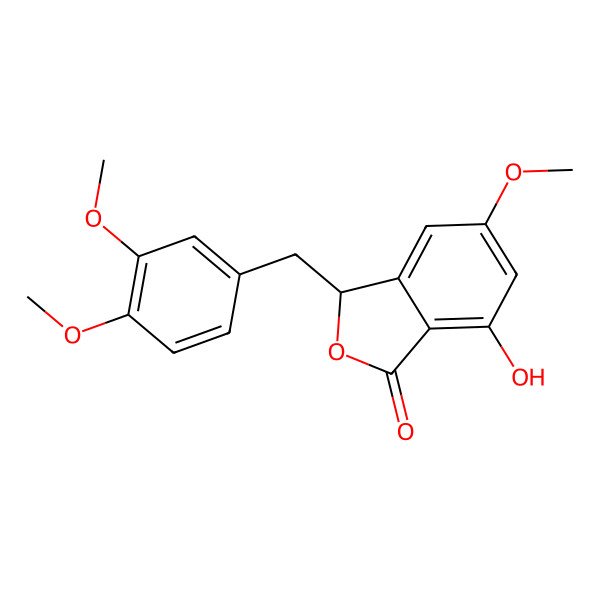 2D Structure of (3S)-3-[(3,4-dimethoxyphenyl)methyl]-7-hydroxy-5-methoxy-3H-2-benzofuran-1-one
