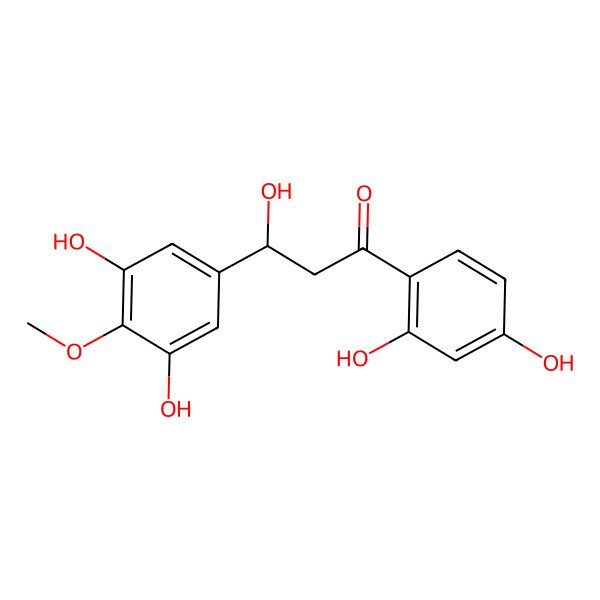 2D Structure of (3S)-3-(3,5-dihydroxy-4-methoxyphenyl)-1-(2,4-dihydroxyphenyl)-3-hydroxypropan-1-one 2D Structure of (3S)-3-(3,5-dihydroxy-4-methoxyphenyl)-1-(2,4-dihydroxyphenyl)-3-hydroxypropan-1-one