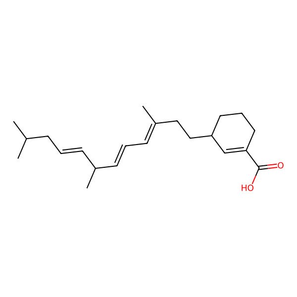 2D Structure of (3S)-3-[(3E,5E,7S,8Z)-3,7,11-trimethyldodeca-3,5,8-trienyl]cyclohexene-1-carboxylic acid