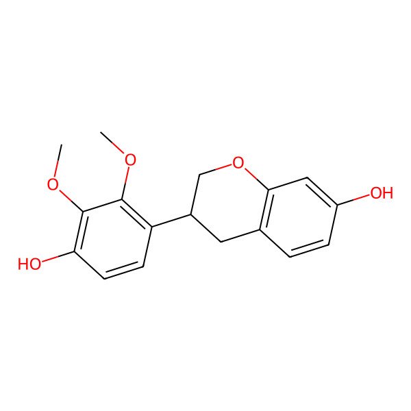 2D Structure of (3S)-3-(4-hydroxy-2,3-dimethoxyphenyl)-3,4-dihydro-2H-chromen-7-ol