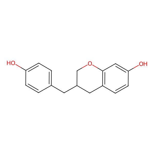 2D Structure of (3S)-3-[(4-hydroxyphenyl)methyl]-3,4-dihydro-2H-chromen-7-ol