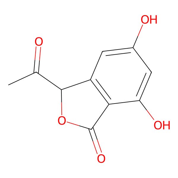 2D Structure of (3S)-3-acetyl-5,7-dihydroxy-3H-2-benzofuran-1-one
