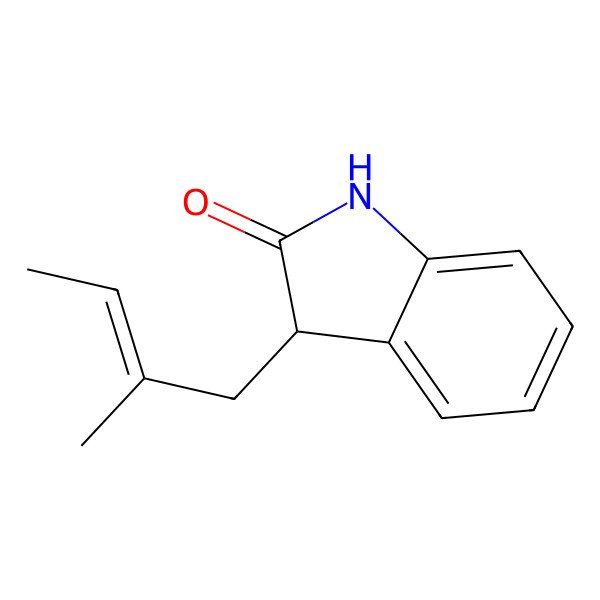 2D Structure of (3S)-3-[(E)-2-methylbut-2-enyl]-1,3-dihydroindol-2-one