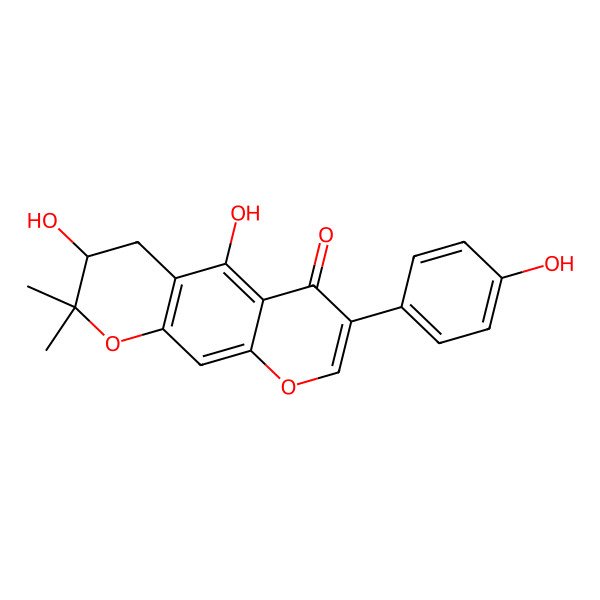 2D Structure of (3S)-3,5-dihydroxy-7-(4-hydroxyphenyl)-2,2-dimethyl-3,4-dihydropyrano[3,2-g]chromen-6-one