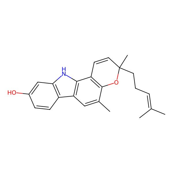 2D Structure of (3S)-3,5-dimethyl-3-(4-methylpent-3-enyl)-11H-pyrano[3,2-a]carbazol-9-ol
