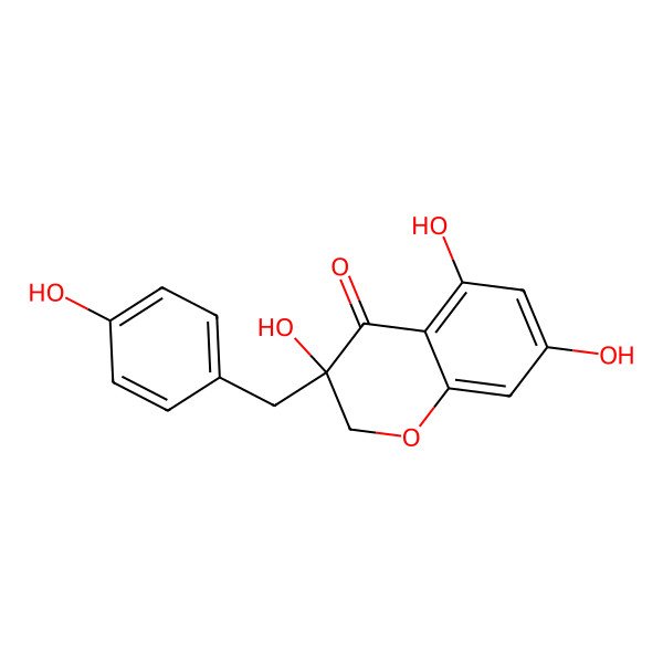 2D Structure of (3S)-3,5,7-trihydroxy-3-[(4-hydroxyphenyl)methyl]-2H-chromen-4-one