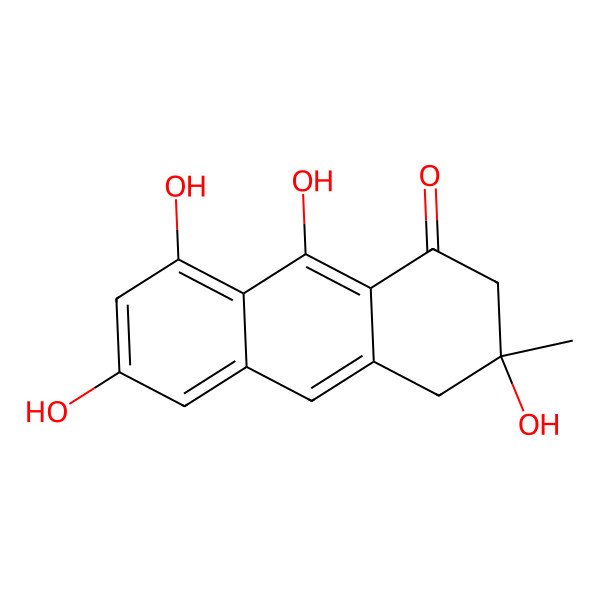 2D Structure of (3S)-3,6,8,9-tetrahydroxy-3-methyl-2,4-dihydroanthracen-1-one
