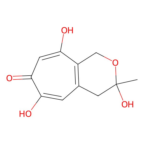 2D Structure of 3,7,9-Trihydroxy-3-methyl-1,4-dihydrocyclohepta[c]pyran-6-one