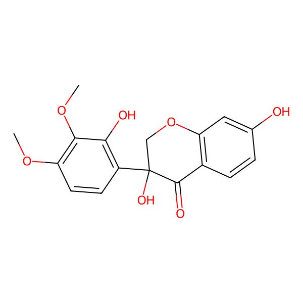 2D Structure of (3S)-3,7-dihydroxy-3-(2-hydroxy-3,4-dimethoxyphenyl)-2H-chromen-4-one